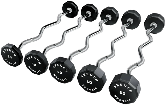 French Fitness EZ Curl Urethane Barbell Bar Set of 5 (20-60 lbs) (New) Image