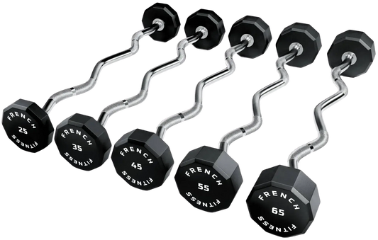 French Fitness EZ Curl Urethane Barbell Bar Set of 5 (25-65 lbs) (New) Image