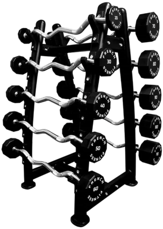 French Fitness EZ Curl Urethane Barbell Bar Set, 20-110 lbs (New) Image