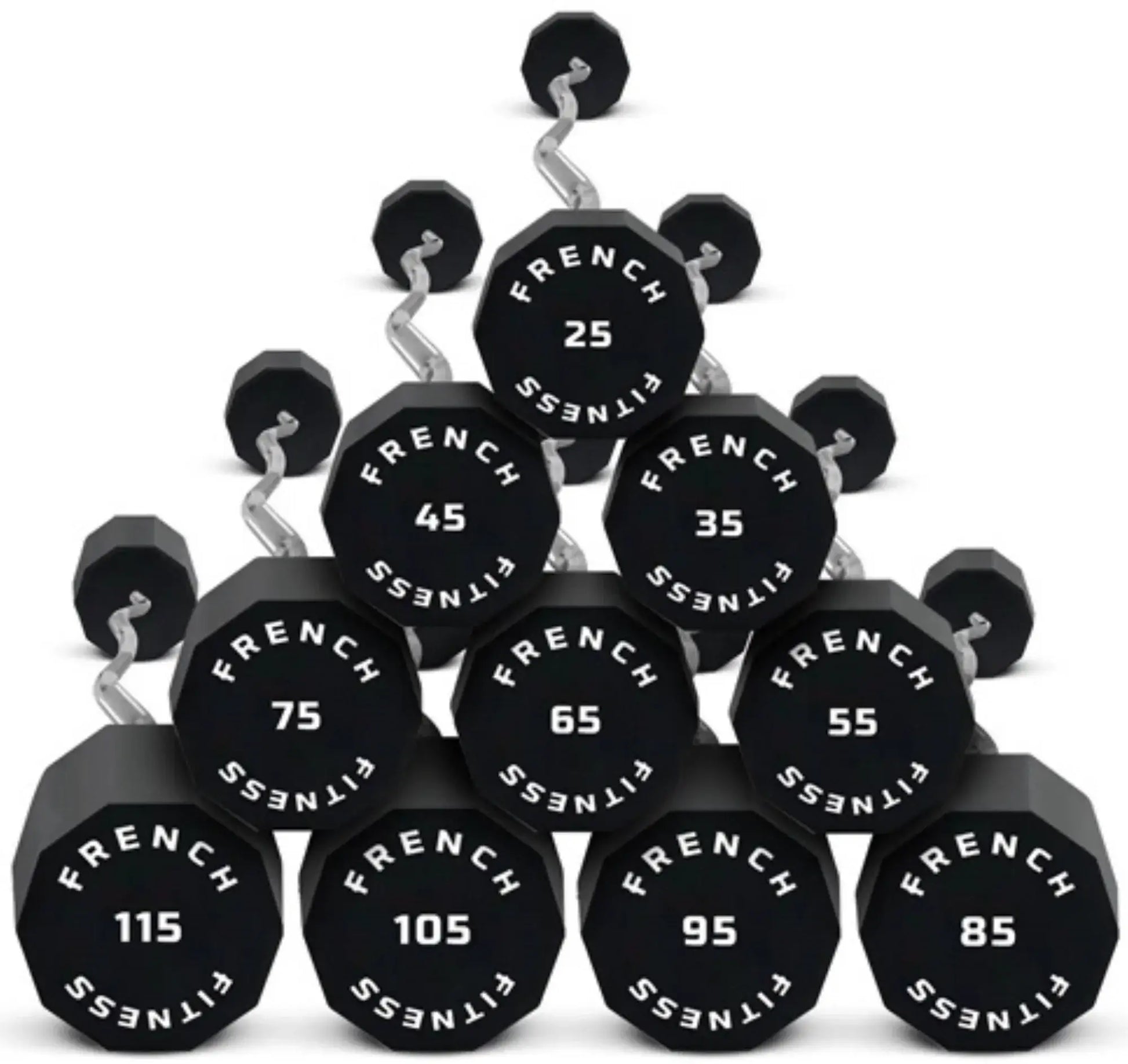French Fitness EZ Curl Urethane Barbell Bar Set, 25-115 lbs  (New) Image 2