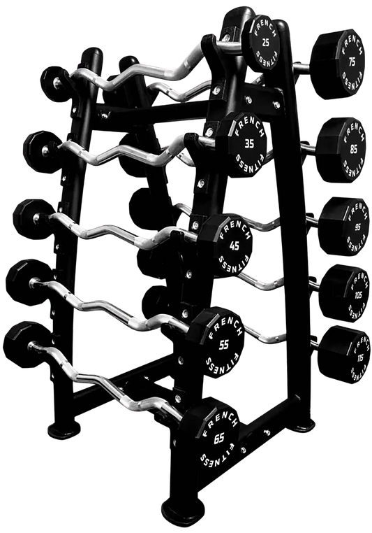 French Fitness EZ Curl Urethane Barbell Bar Set, 25-115 lbs  (New) Image