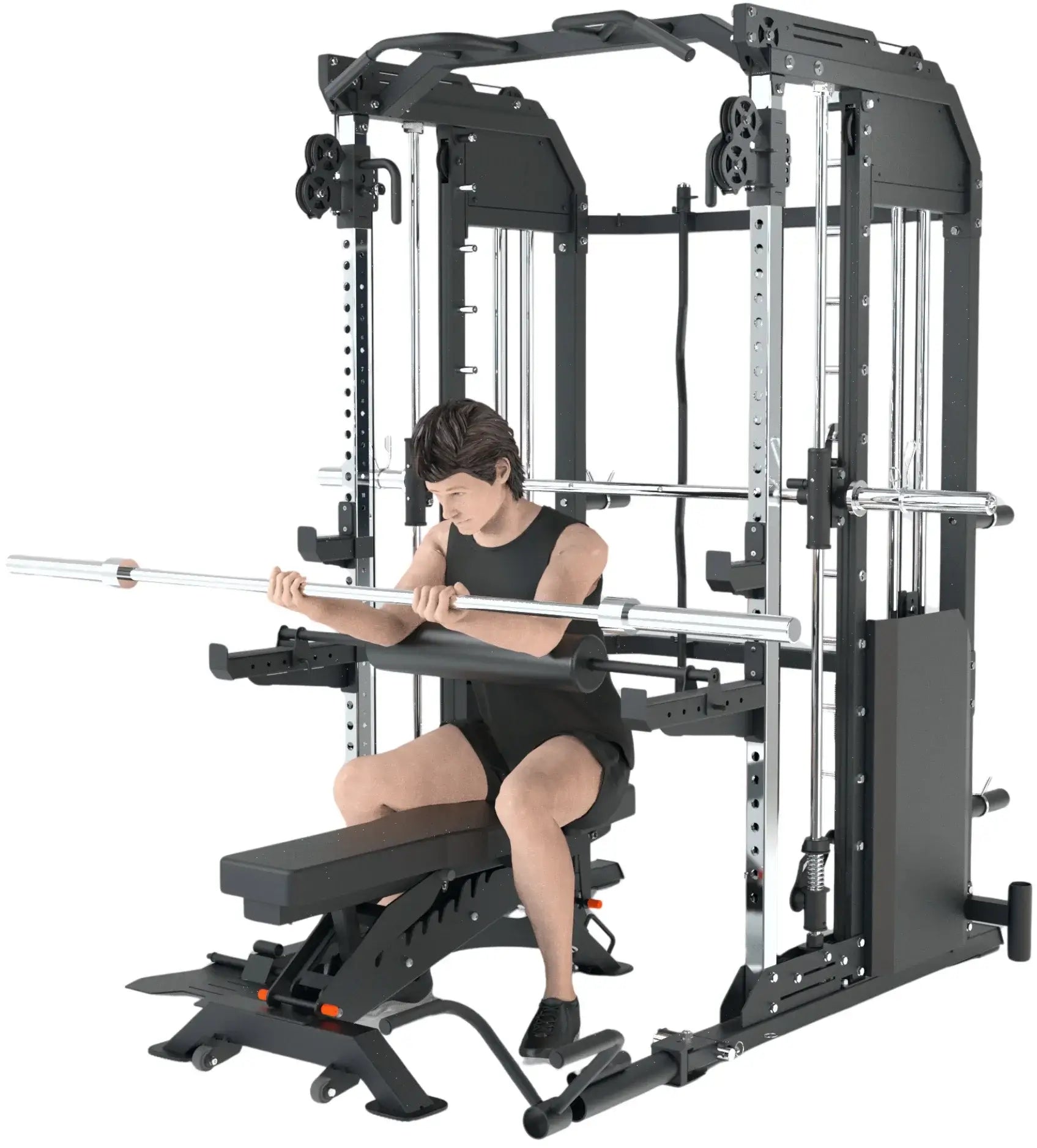 French Fitness FSR50 Dual Cable & Smith Rack Home Gym (New) Image 9