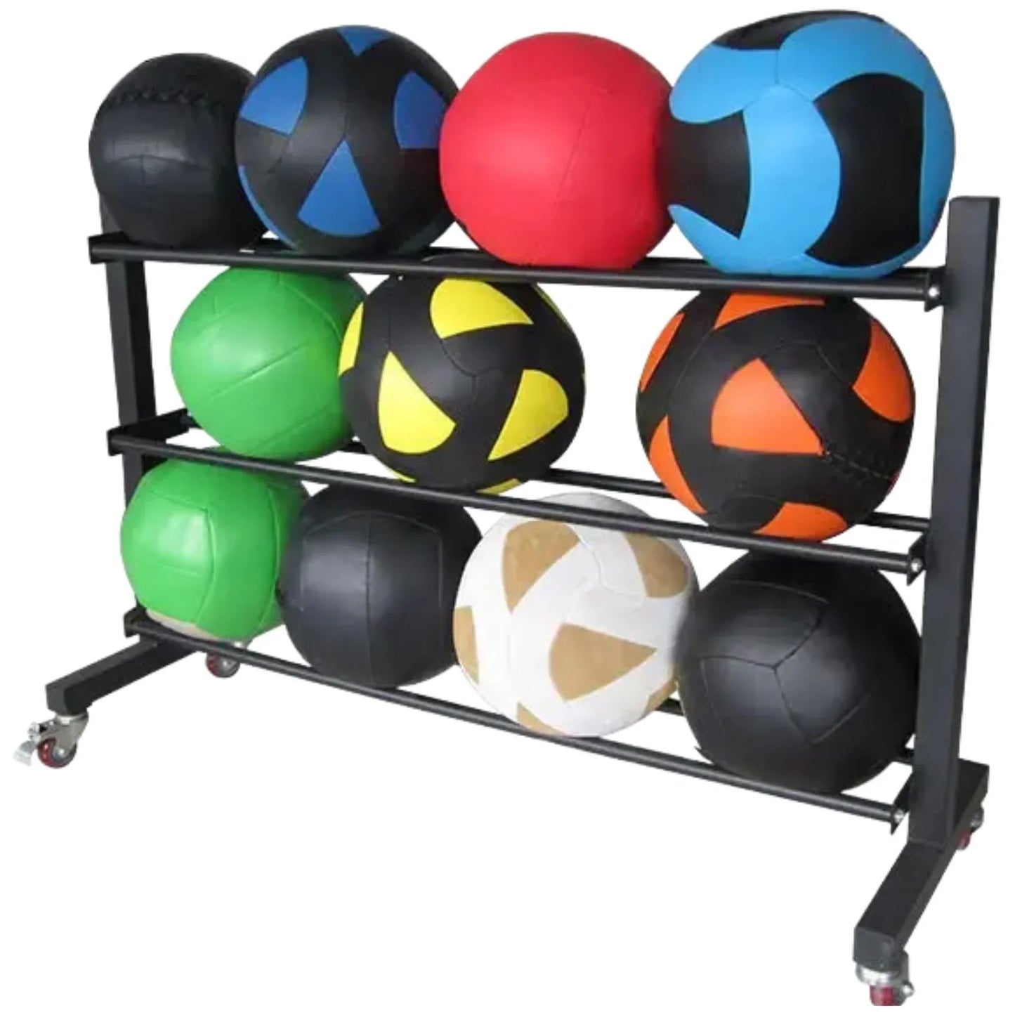 French Fitness - 3 Tier Medicine & Slam Ball Rack (New) - Front View