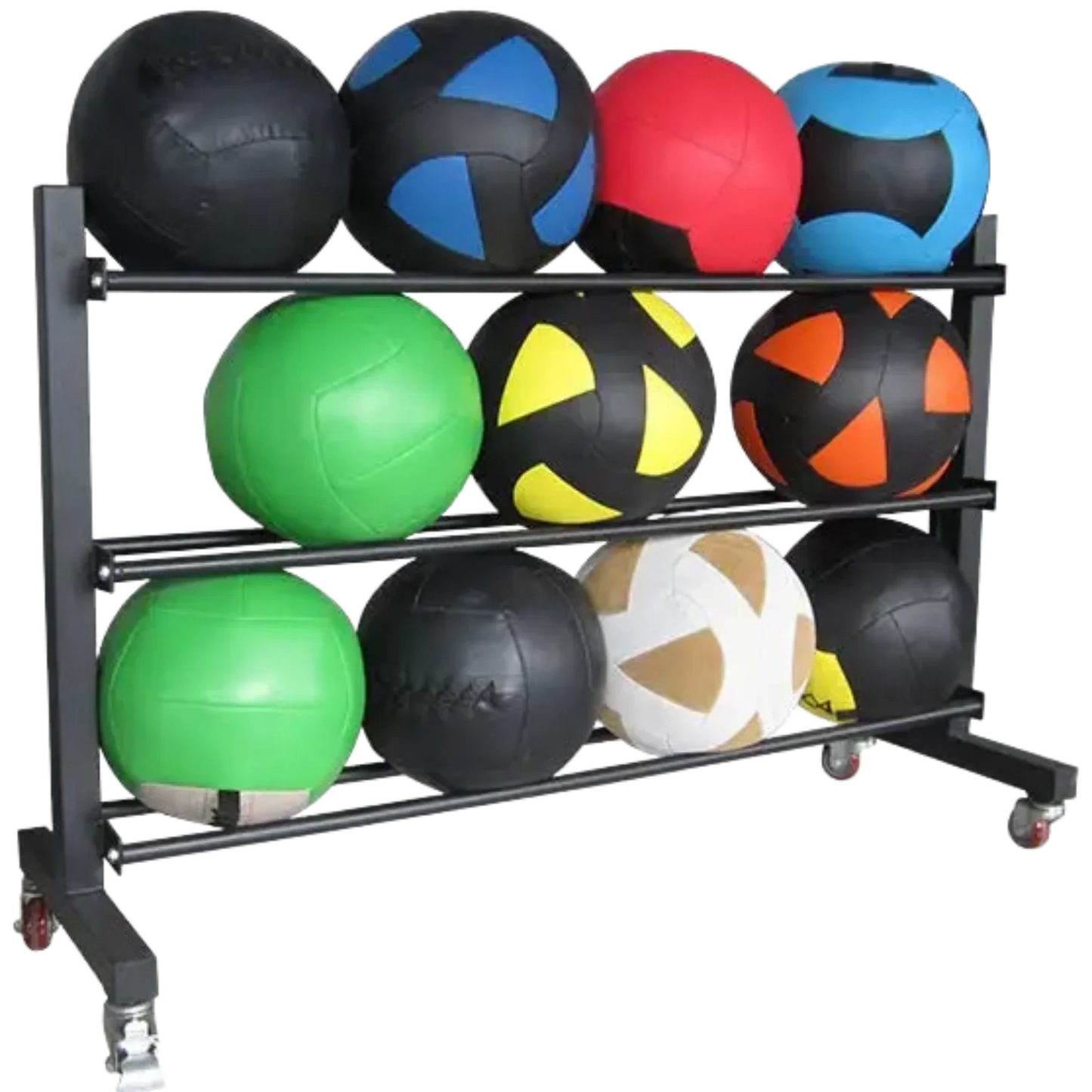 French Fitness - 3 Tier Medicine & Slam Ball Rack (New) - Front View