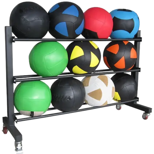 French Fitness - 3 Tier Medicine & Slam Ball Rack (New) - Front View
