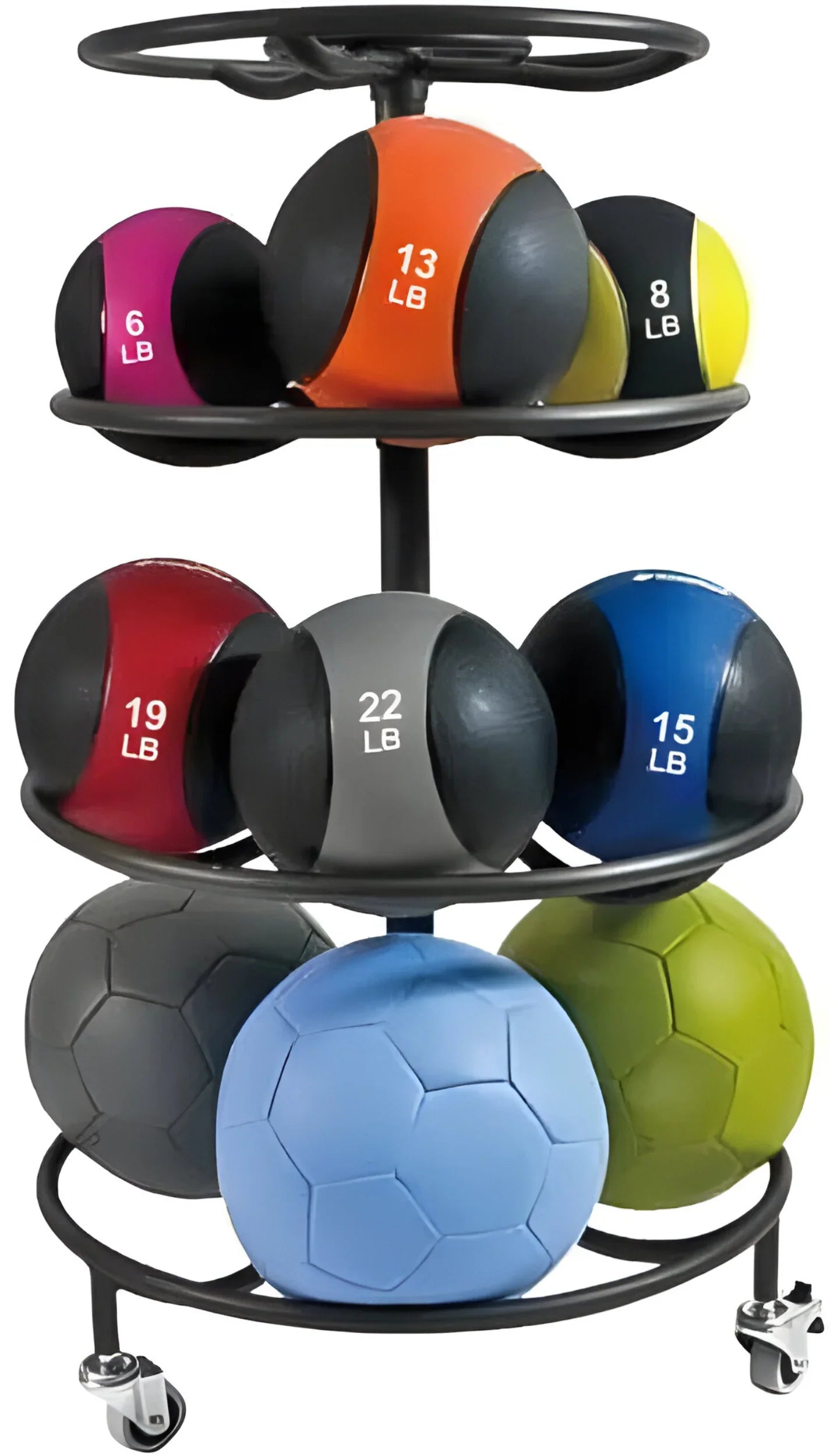 French Fitness Circular 12 Pair Mobile Medicine Ball Rack (New)