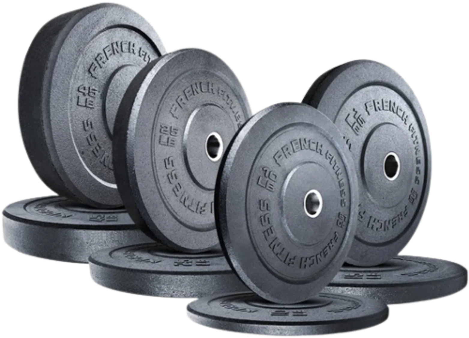 French Fitness Olympic Bumper Plate Set 190 lbs - Crumb Rubber (New) Image