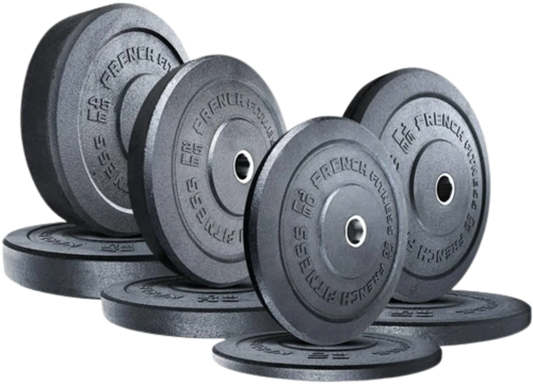 French Fitness Olympic Bumper Plate Set 190 lbs - Crumb Rubber (New) Image