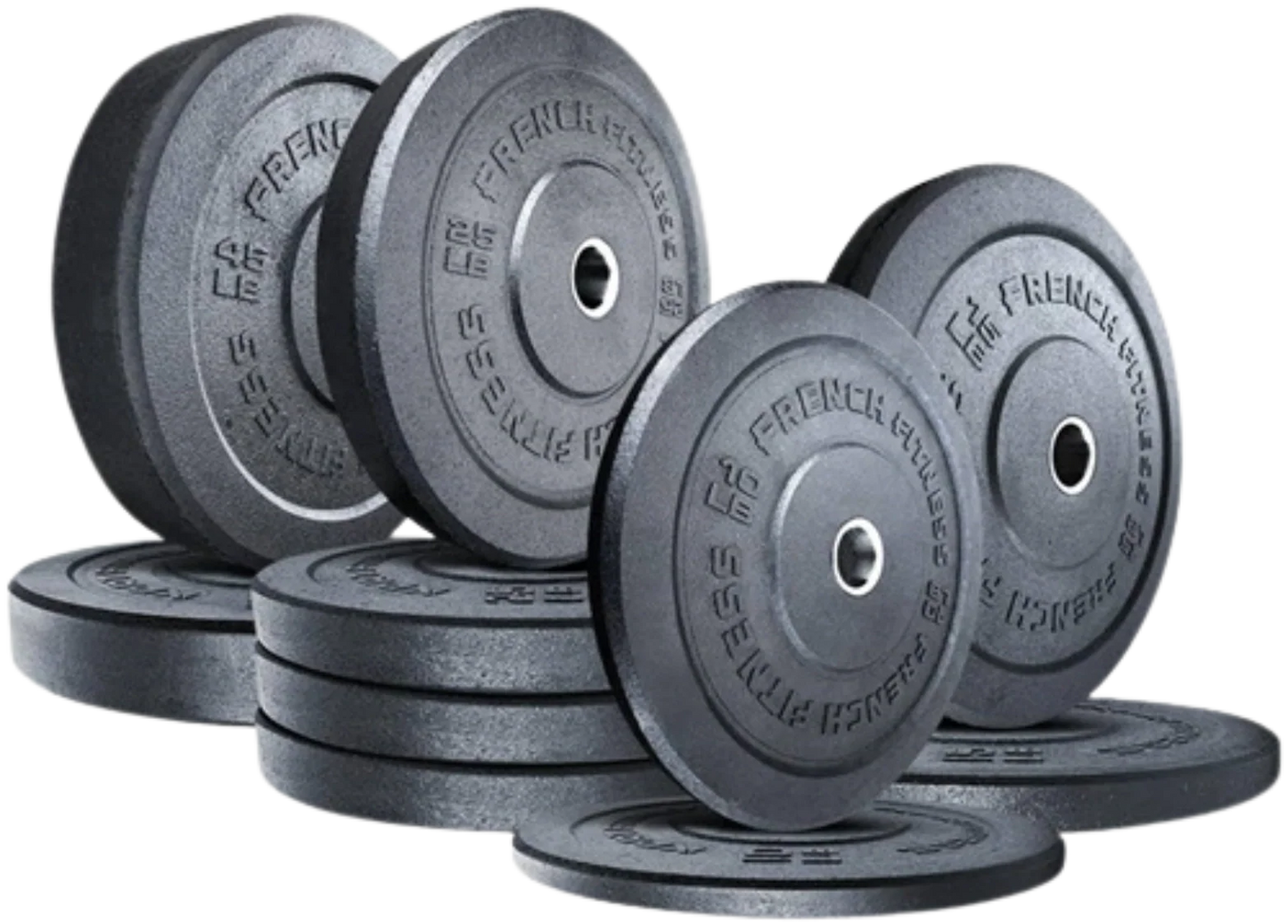 French Fitness Olympic Bumper Plate Set 240 lbs - Crumb Rubber (New) Image