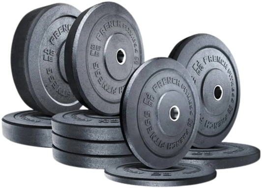 French Fitness Olympic Bumper Plate Set 240 lbs - Crumb Rubber (New) Image