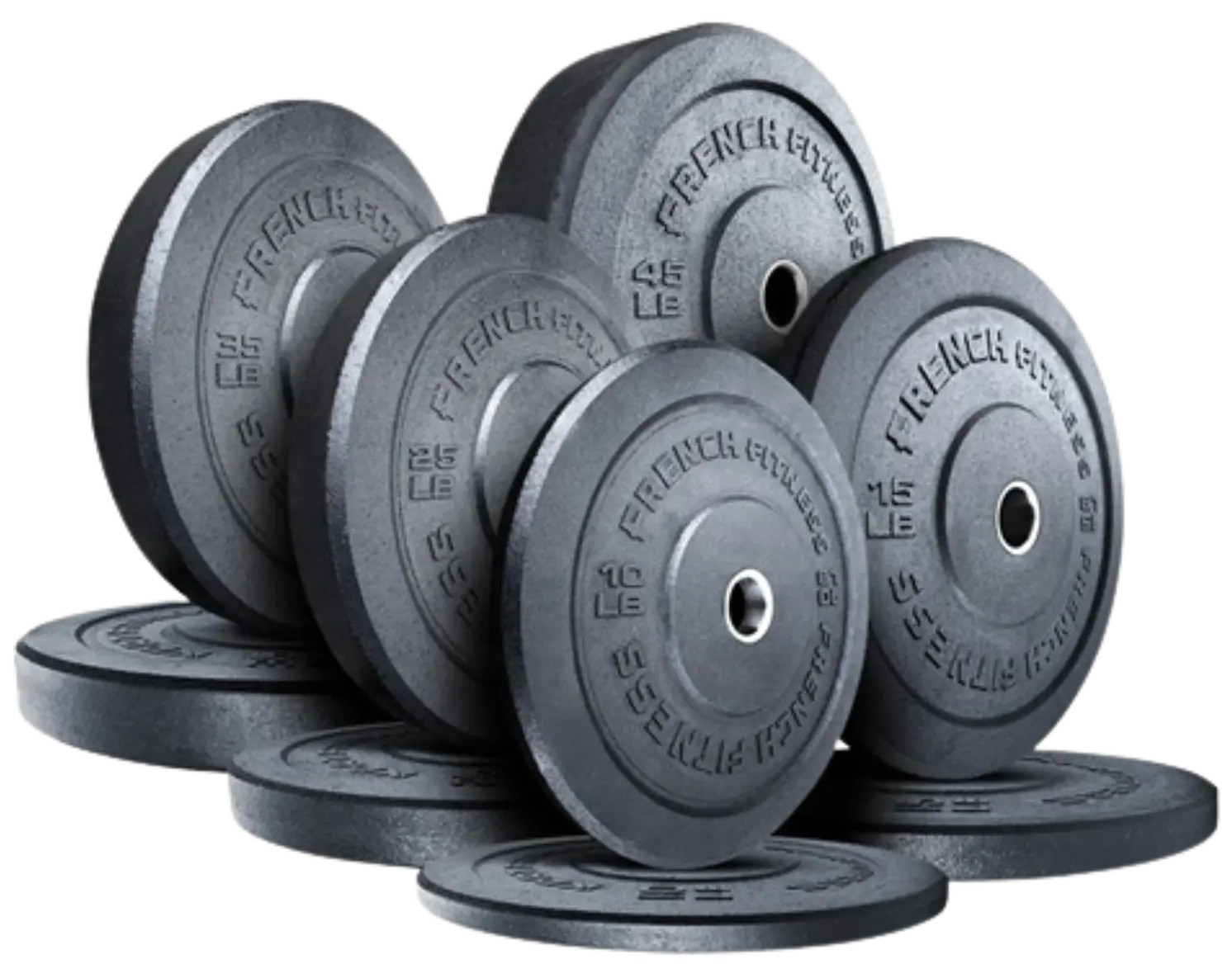 French Fitness Olympic Bumper Plate Set 260 lbs - Crumb Rubber (New) Image