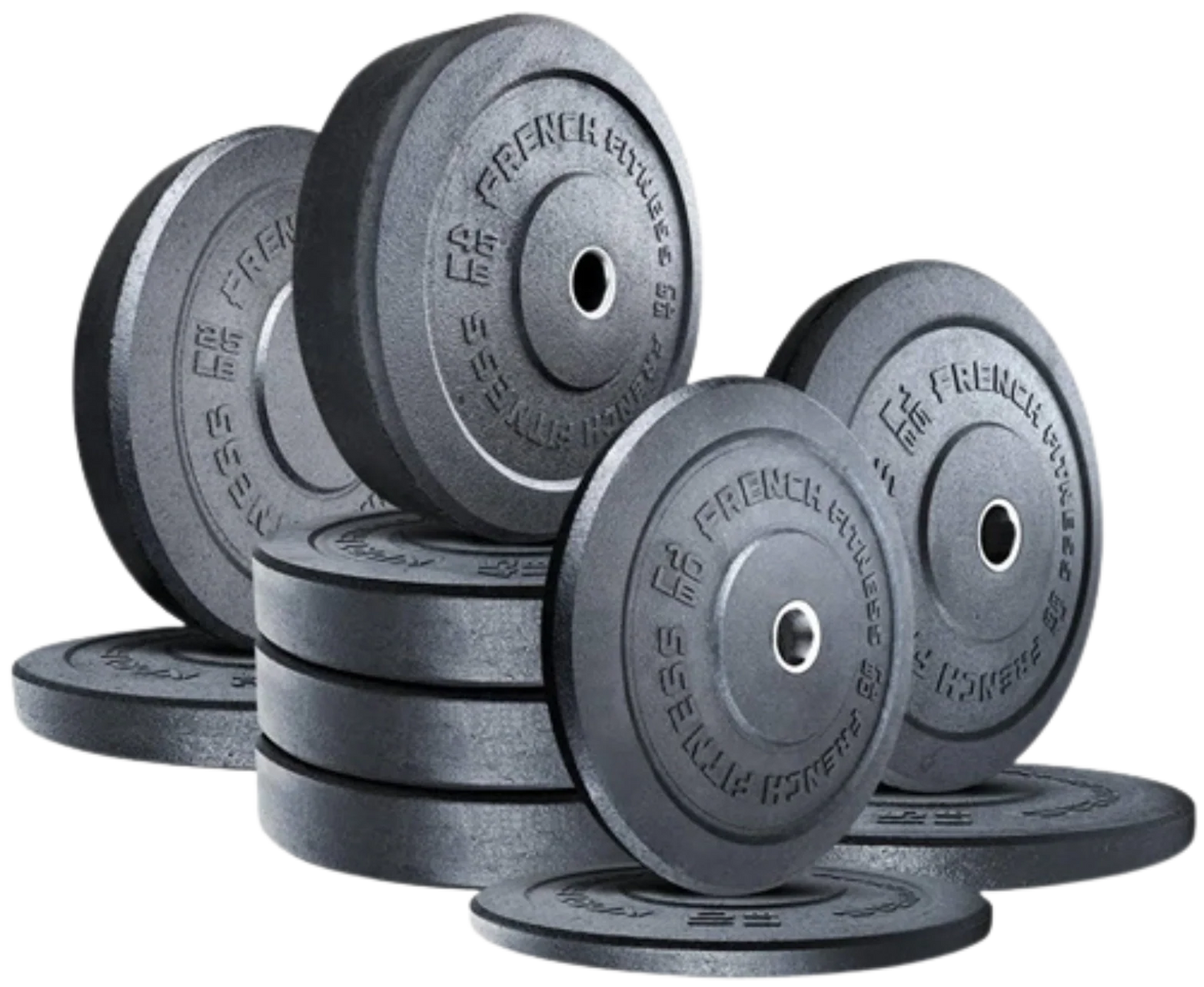 French Fitness Olympic Bumper Plate Set 280 lbs - Crumb Rubber (New) Image
