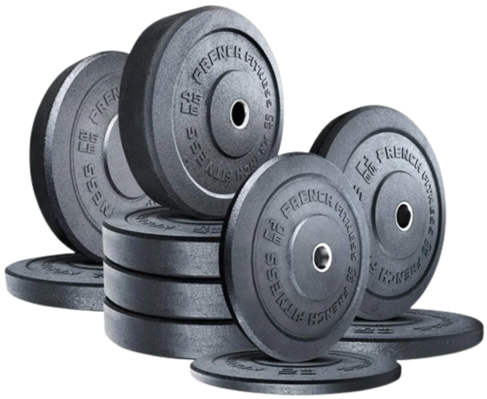 French Fitness Olympic Bumper Plate Set 280 lbs - Crumb Rubber (New) Image