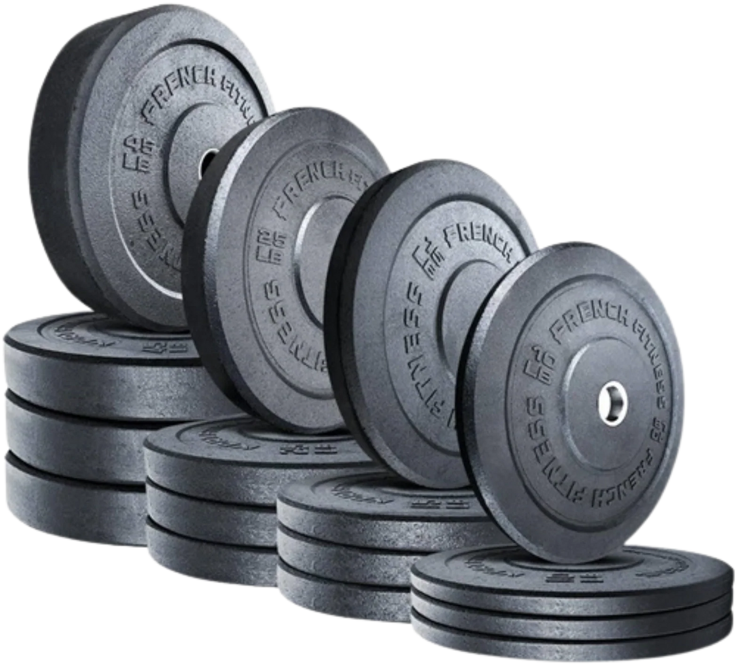 French Fitness Olympic Bumper Plate Set 380 lbs - Crumb Rubber (New) Image