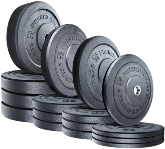 French Fitness Olympic Bumper Plate Set 380 lbs - Crumb Rubber (New) Image
