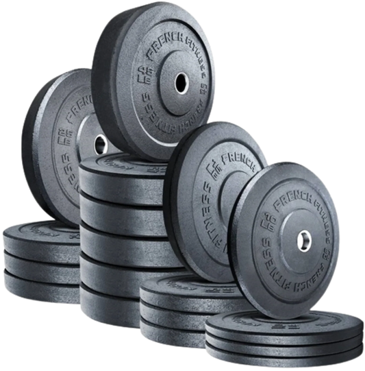 French Fitness Olympic Bumper Plate Set 470 lbs - Crumb Rubber (New) Image