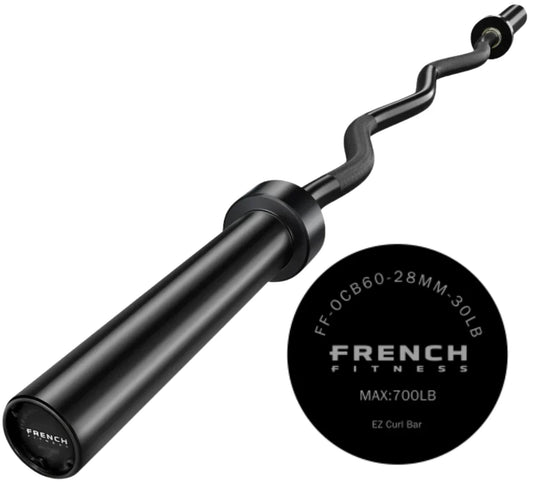 French Fitness 60" Olympic EZ Curl Bar - 700 lb Capacity (New) Image