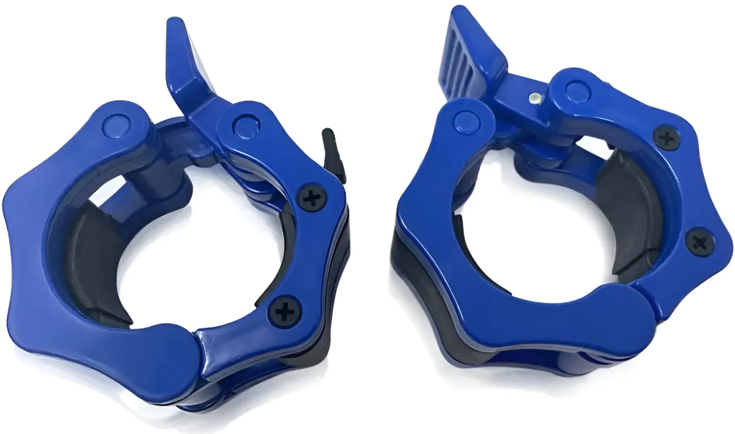 French Fitness Blue ABS Olympic Barbell Jaw-Locking Collars / Clamps (Pair) (New)
