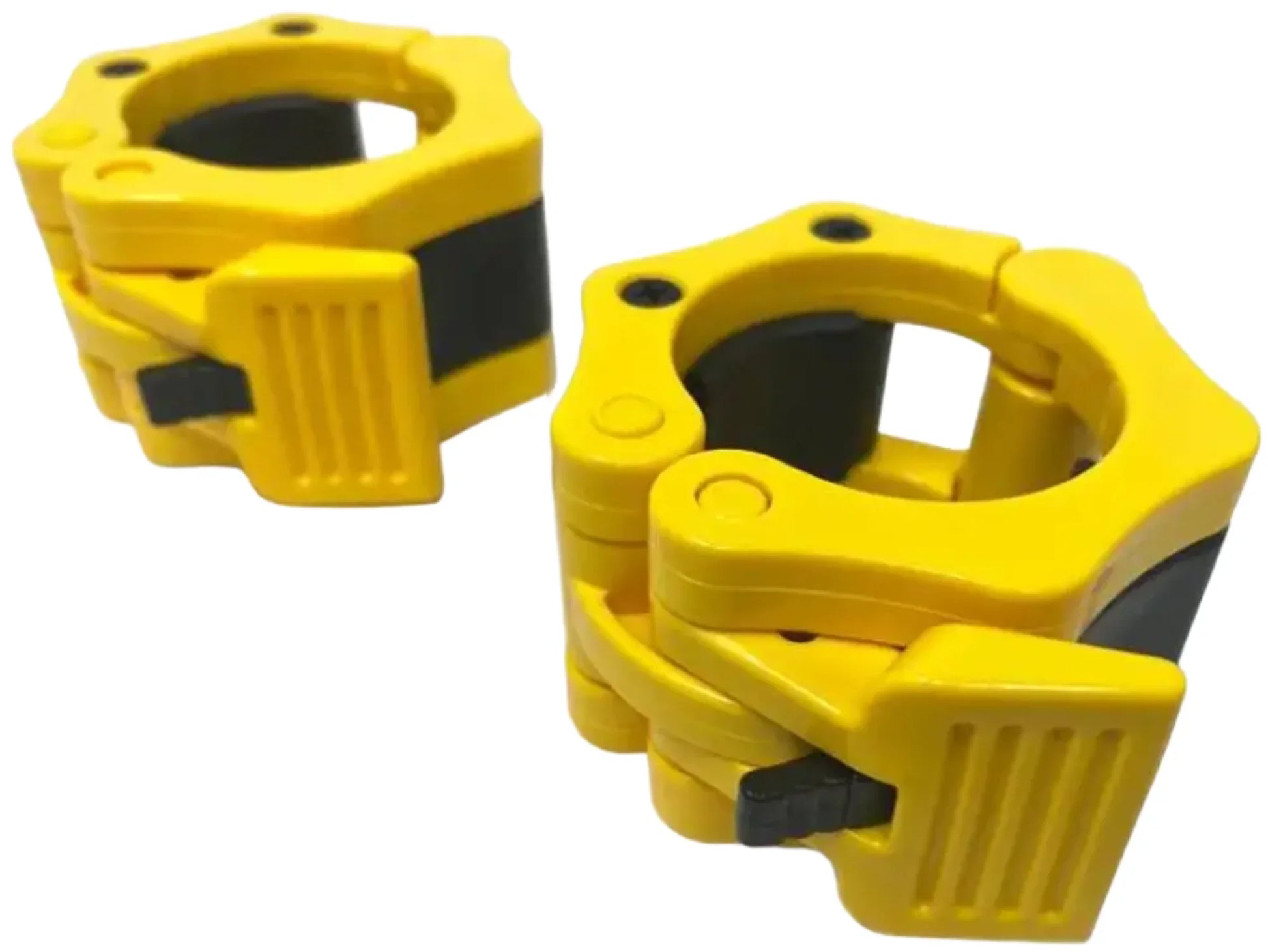French Fitness Yellow ABS Olympic Jaw Lock Collars / Clamps (Pair) (New) Image 2