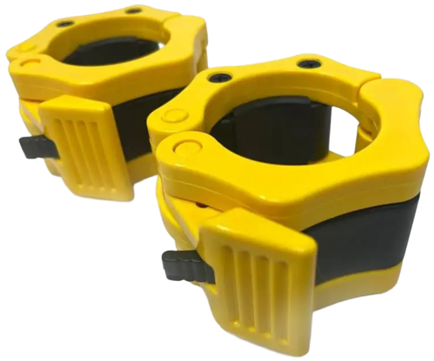 French Fitness Yellow ABS Olympic Jaw Lock Collars / Clamps (Pair) (New) Image