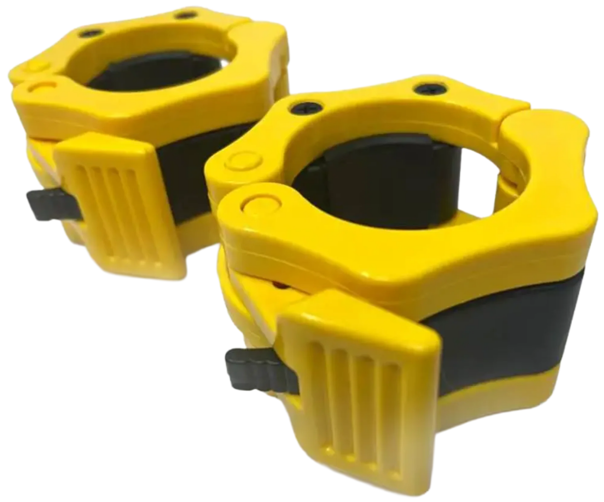 French Fitness Yellow ABS Olympic Jaw Lock Collars / Clamps (Pair) (New) Image