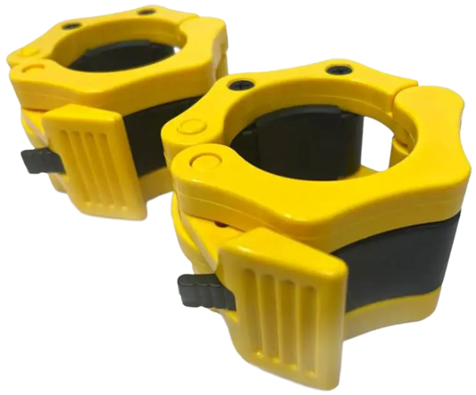 French Fitness Yellow ABS Olympic Jaw Lock Collars / Clamps (Pair) (New) Image