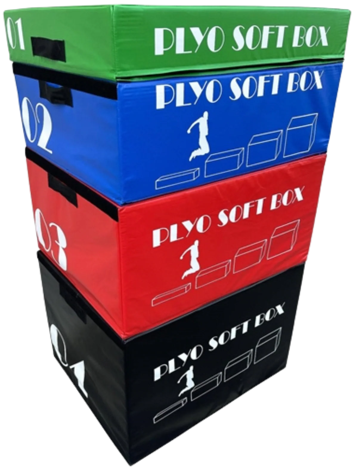 French Fitness 6-60 Plyo Stackable Soft Jump Boxes - Set of 4 (New) - Angled View