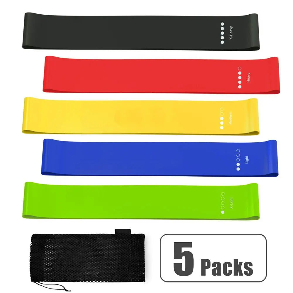 French Fitness Mini Resistance Bands Exercise Loops 600mm x 50mm, Set of 5 (New) Image 2