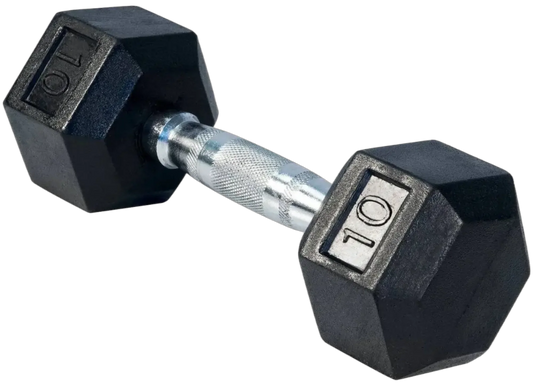 French Fitness Rubber Coated Hex Dumbbell 10 lbs - Single (New) Image