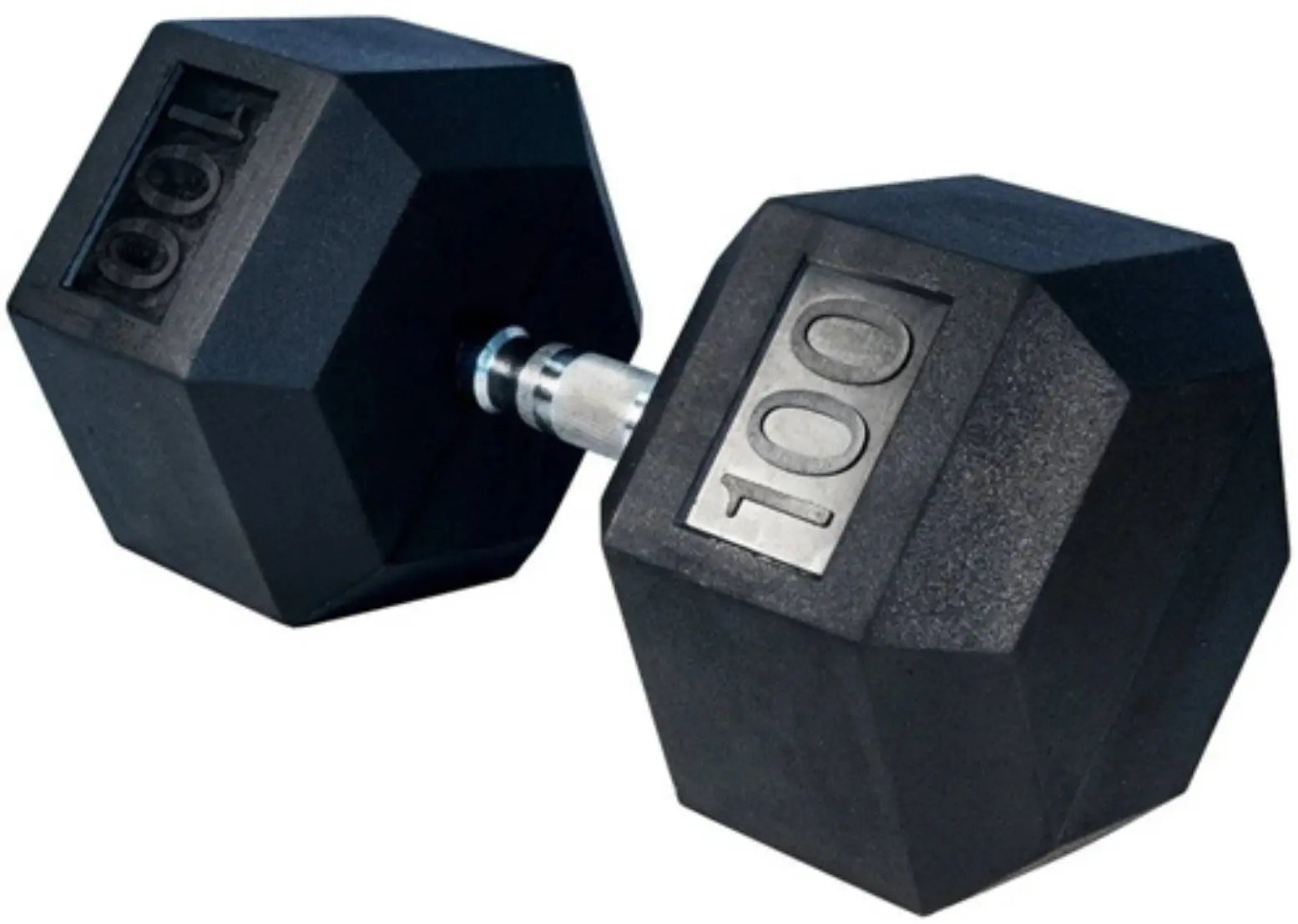 French Fitness Rubber Coated Hex Dumbbell 100 lbs - Single (New) Image