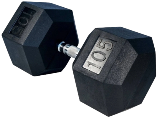 French Fitness Rubber Coated Hex Dumbbell 105 lbs - Single (New) Image