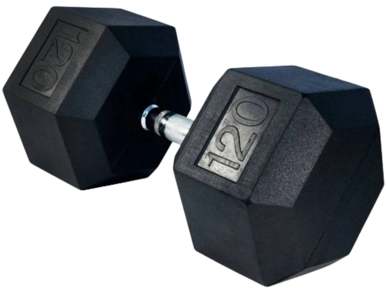 French Fitness Rubber Coated Hex Dumbbell 120 lbs - Single (New) Image