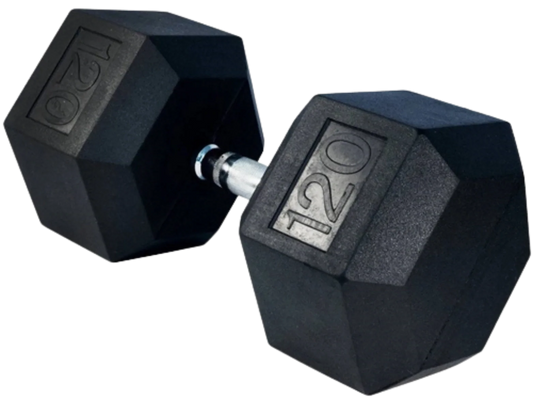French Fitness Rubber Coated Hex Dumbbell 120 lbs - Single (New) Image