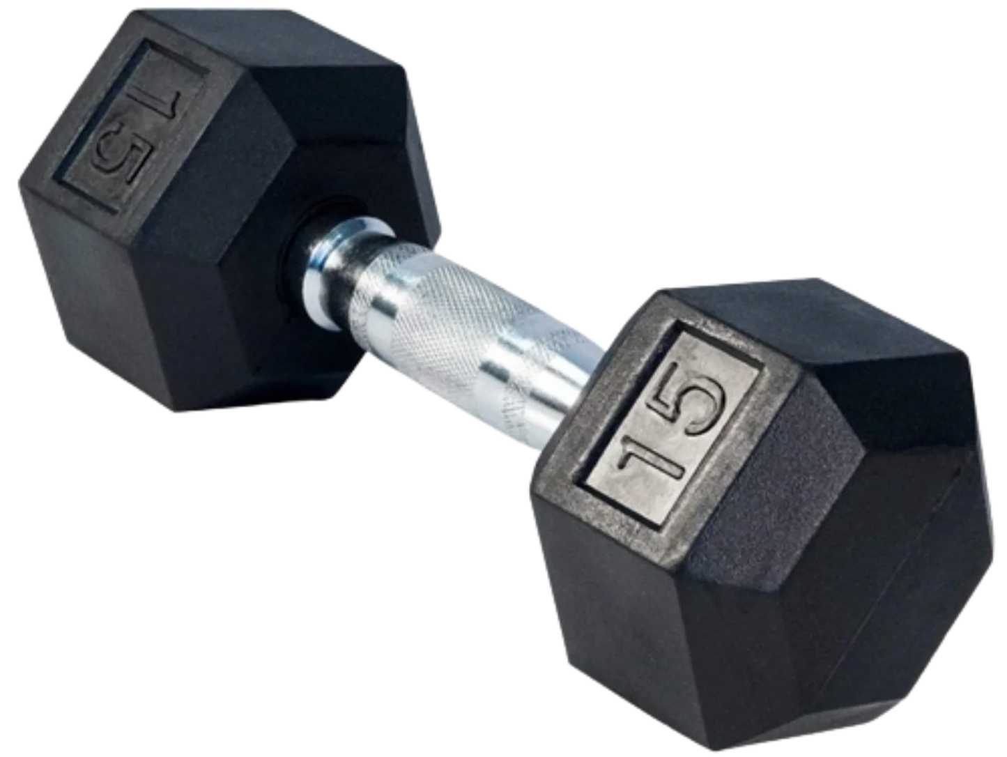 French Fitness Rubber Coated Hex Dumbbell 15 lbs - Single (New) Image