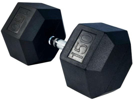 French Fitness Rubber Coated Hex Dumbbell 150 lbs - Single (New) Image