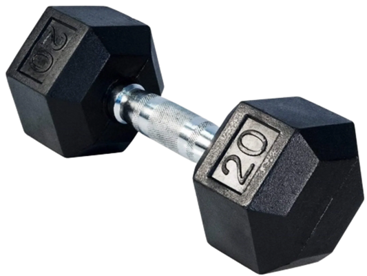 French Fitness Rubber Coated Hex Dumbbell 20 lbs - Single (New) Image