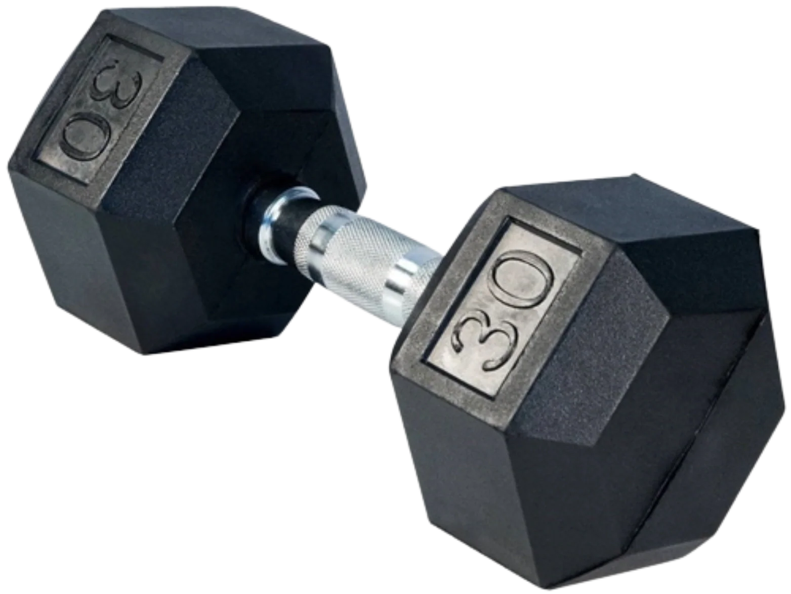 French Fitness Rubber Coated Hex Dumbbell 30 lbs - Single (New) Image