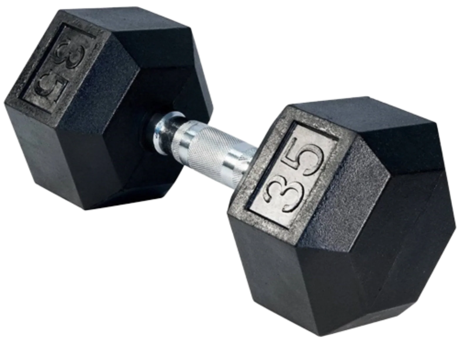 French Fitness Rubber Coated Hex Dumbbell 35 lbs - Single (New) Image
