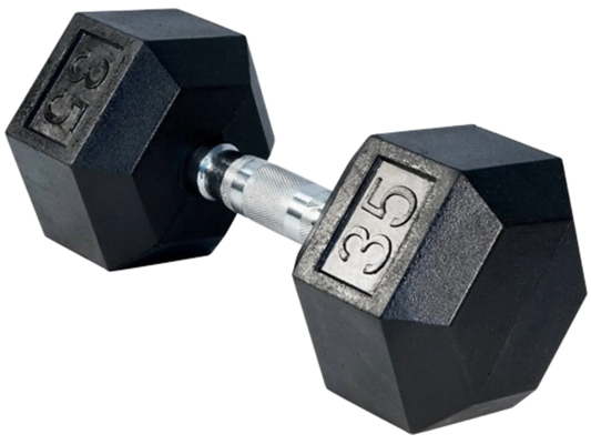 French Fitness Rubber Coated Hex Dumbbell 35 lbs - Single (New) Image