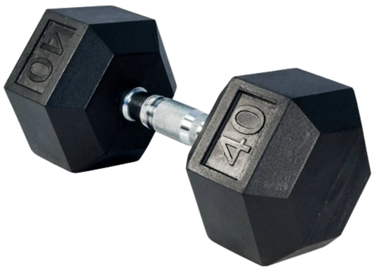 French Fitness Rubber Coated Hex Dumbbell 40 lbs - Single (New) Image