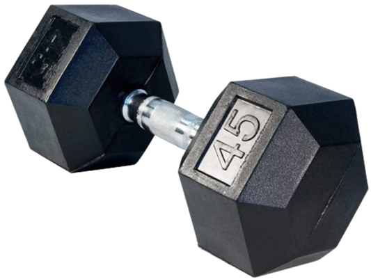 French Fitness Rubber Coated Hex Dumbbell 45 lbs - Single (New) Image