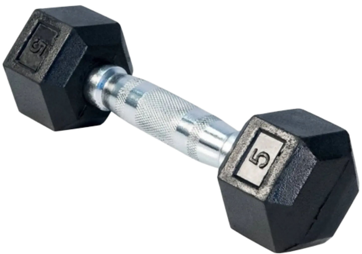 French Fitness Rubber Coated Hex Dumbbell 5 lbs - Single (New) Image