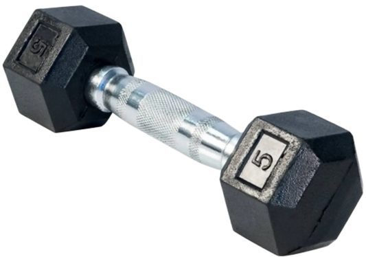 French Fitness Rubber Coated Hex Dumbbell 5 lbs - Single (New) Image