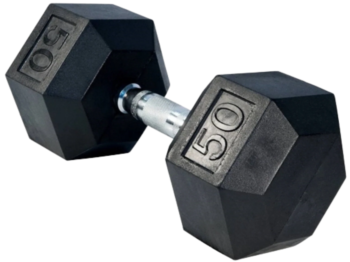 French Fitness Rubber Coated Hex Dumbbell 50 lbs - Single (New) Image