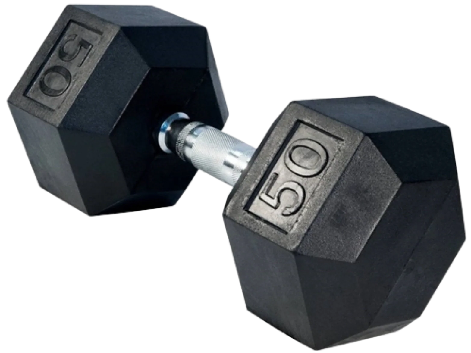 French Fitness Rubber Coated Hex Dumbbell 50 lbs - Single (New) Image