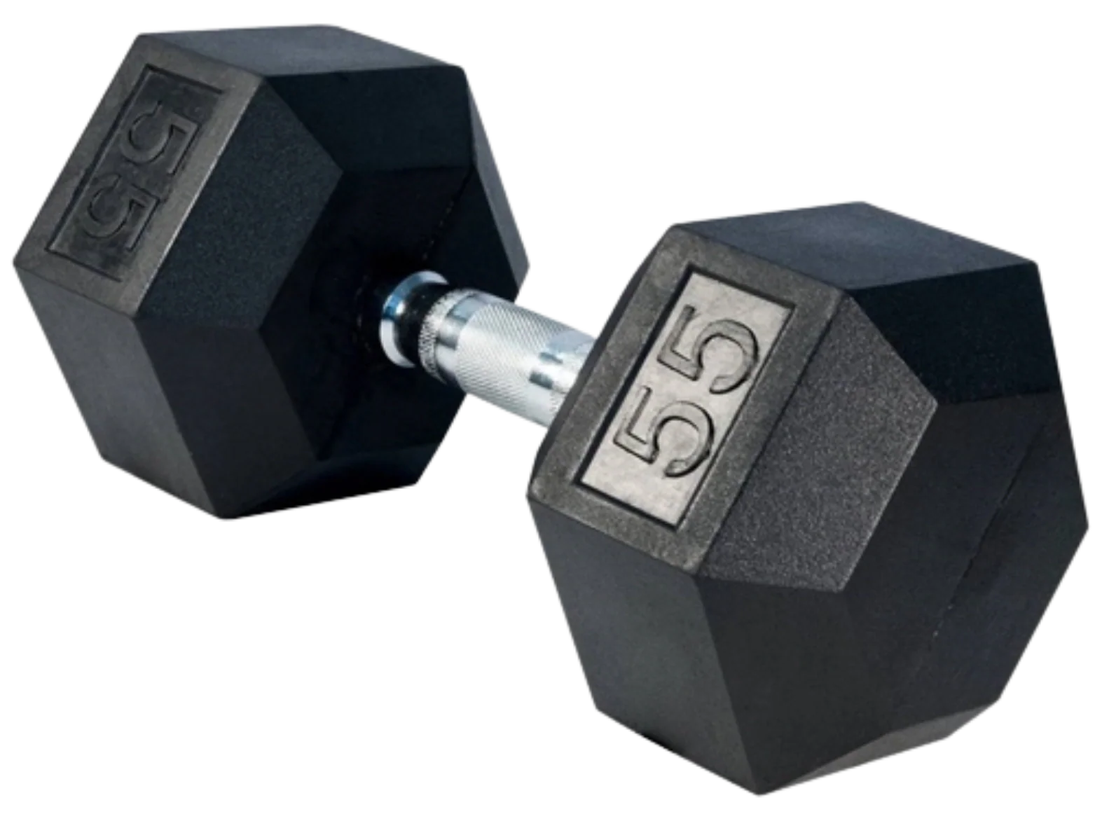 French Fitness Rubber Coated Hex Dumbbell 55 lbs - Single (New) Image