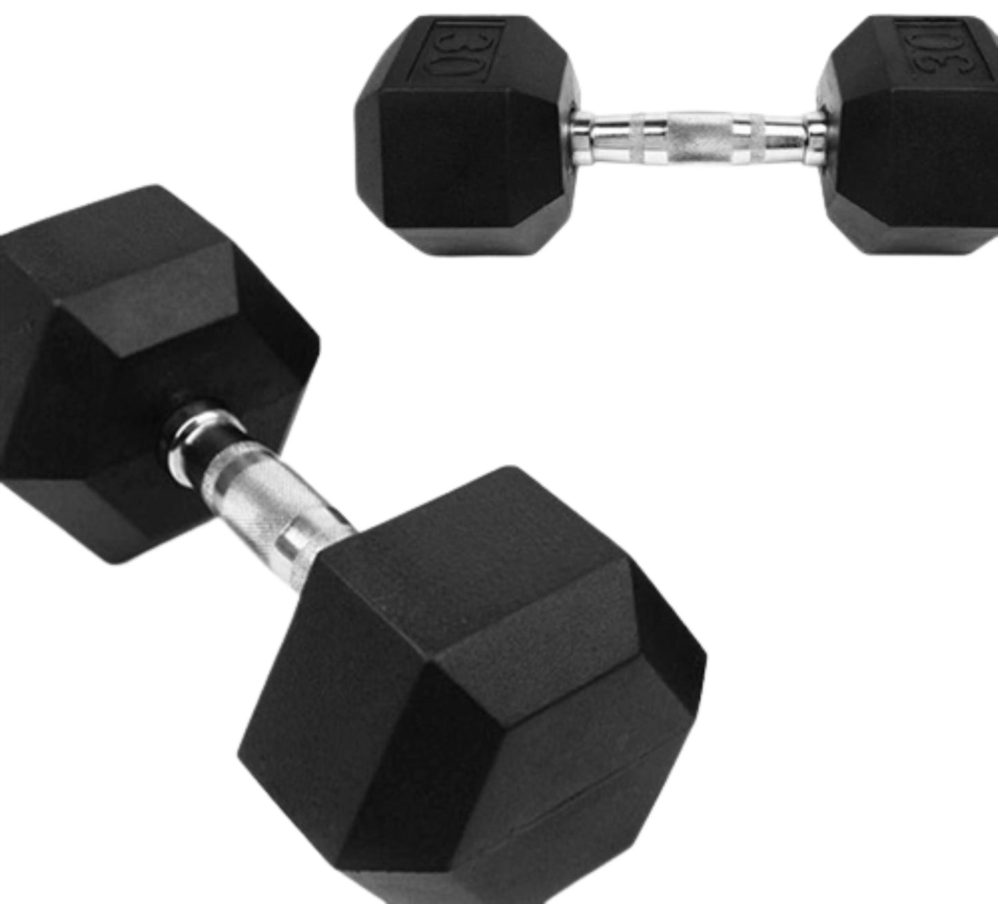 French Fitness Rubber Coated Hex Dumbbell Set 55-75 lbs (New) Image 8