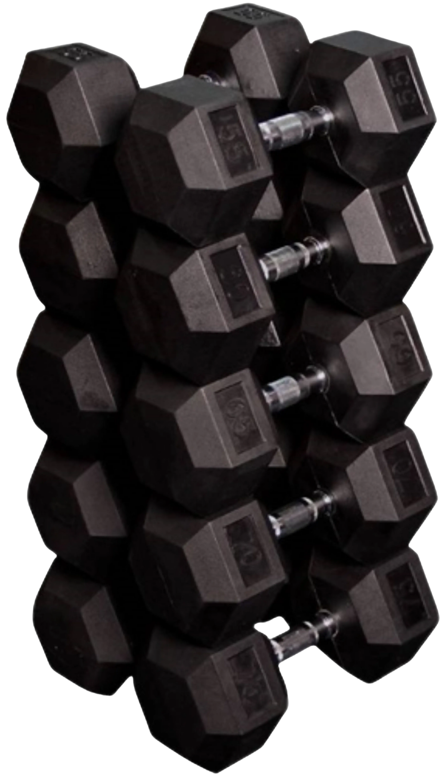 French Fitness Rubber Coated Hex Dumbbell Set 55-75 lbs (New) Image
