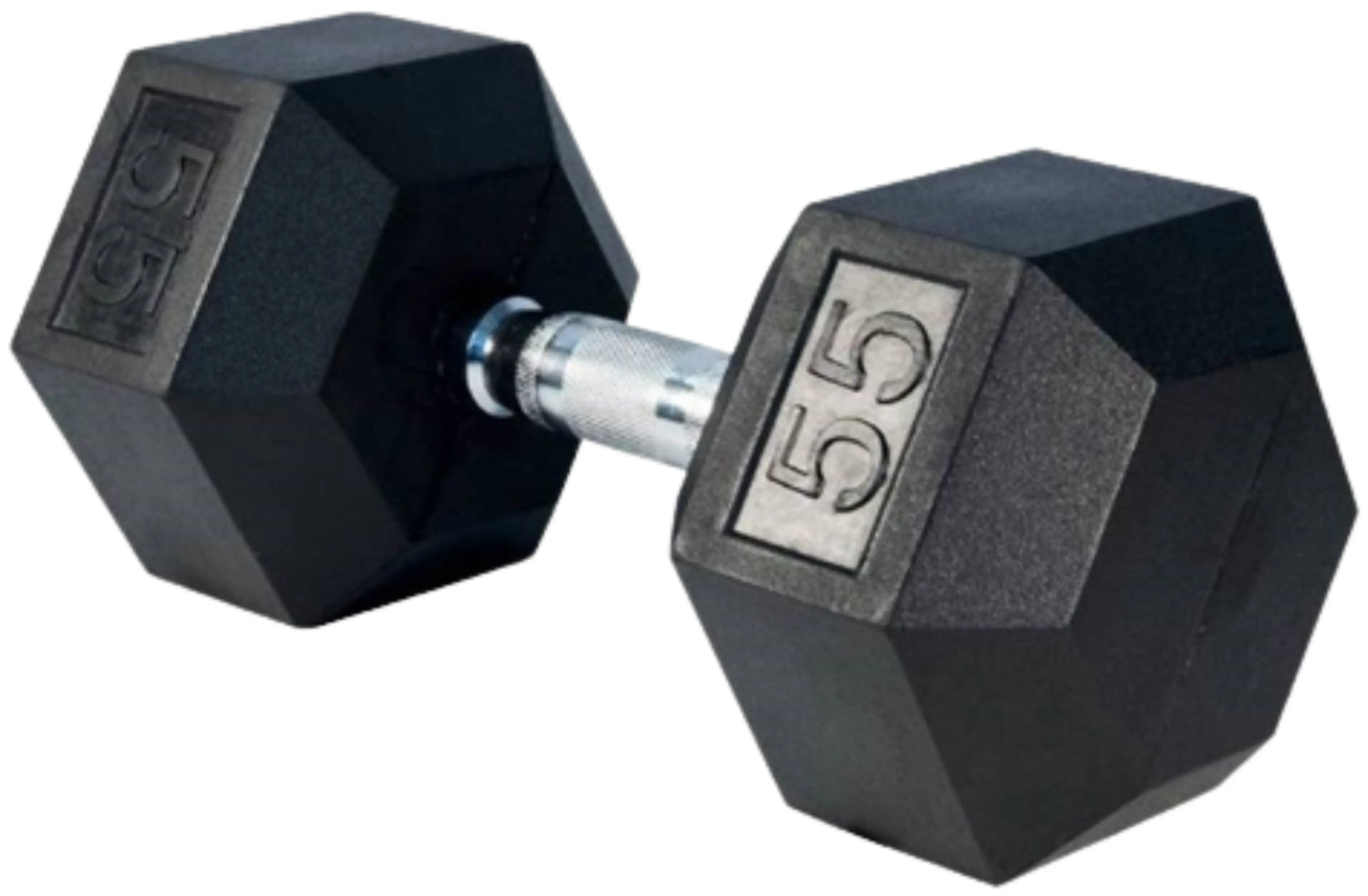 French Fitness Rubber Coated Hex Dumbbell Set 55-75 lbs (New) Image 2