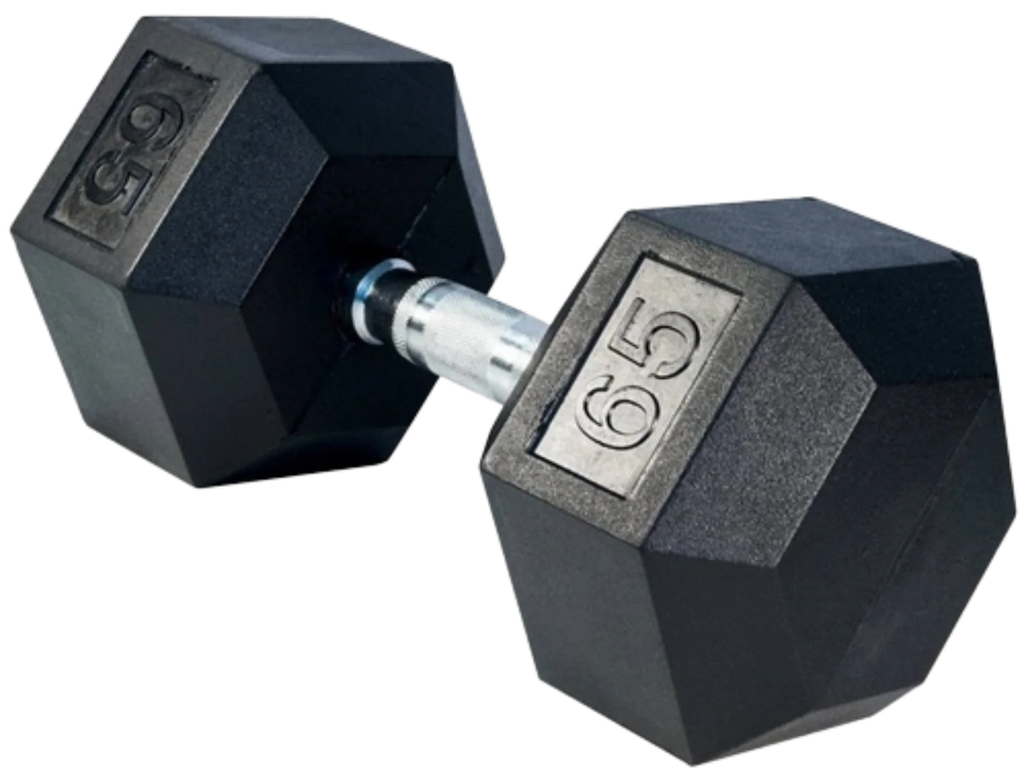 French Fitness Rubber Coated Hex Dumbbell 65 lbs - Single (New) Image